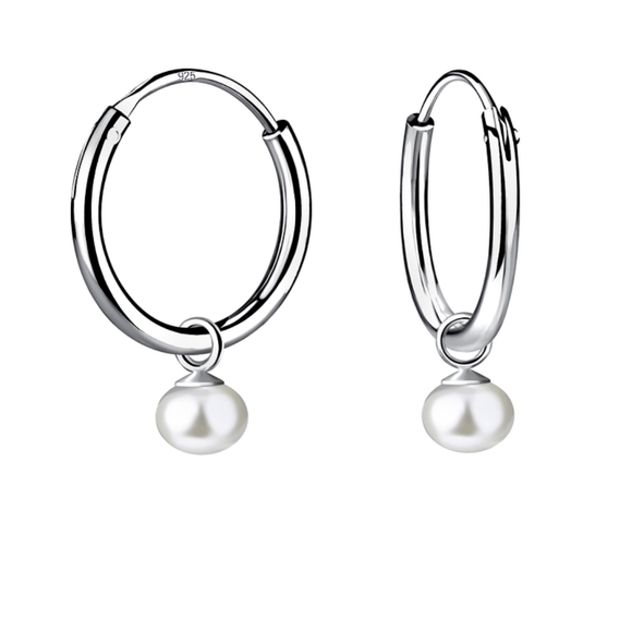 Jewelry - Pearl Charm Hoops